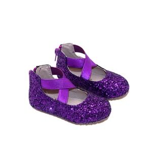 NEW A Bear Co Toddler Size 3 Neptune Glitter Ballerina Flats Vivid Purple‎